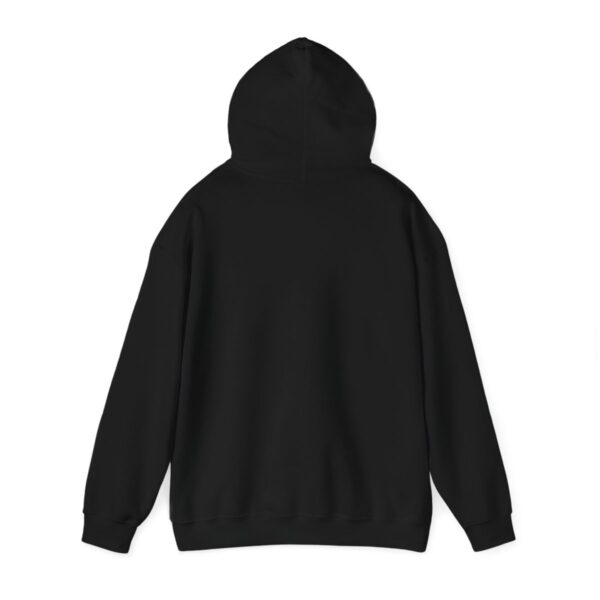 BOL black sweatshirt with hood up.