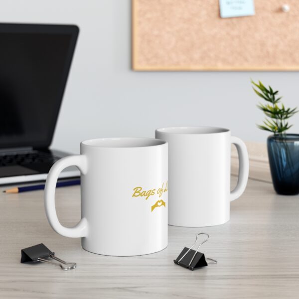 A mug placed on an office desk.